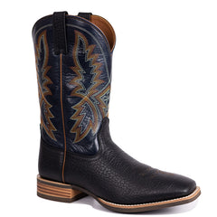 Men's Embroidered Wide Toe Western Boots