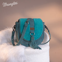 Wrangler Faux Shearling Flap Crossbody Purse