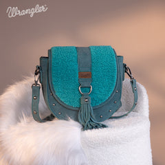 Wrangler Faux Shearling Flap Crossbody Purse