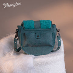 Wrangler Faux Shearling Flap Crossbody Purse