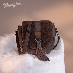 Wrangler Faux Shearling Flap Crossbody Purse