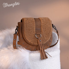Wrangler Faux Shearling Flap Crossbody Purse