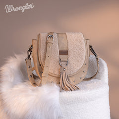 Wrangler Faux Shearling Flap Crossbody Purse
