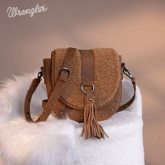 Wrangler Faux Shearling Flap Crossbody Purse