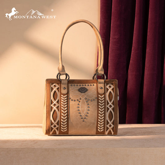 Montana West Diamond Cross Stitch Concealed Carry Tote Bag