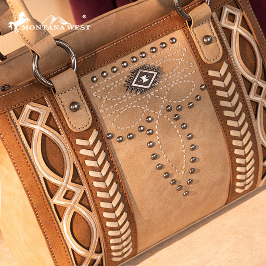 Montana West Diamond Cross Stitch Concealed Carry Tote Bag