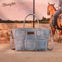 Wrangler Woven Tooled Grid Panel Crossbody Bag