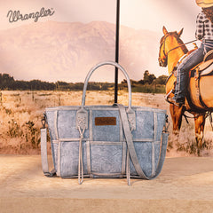 Wrangler Woven Tooled Grid Panel Crossbody Bag