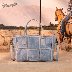 Wrangler Woven Tooled Grid Panel Crossbody Bag