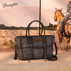 Wrangler Woven Tooled Grid Panel Crossbody Bag