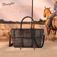 Wrangler Woven Tooled Grid Panel Crossbody Bag