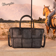 Wrangler Woven Tooled Grid Panel Crossbody Bag