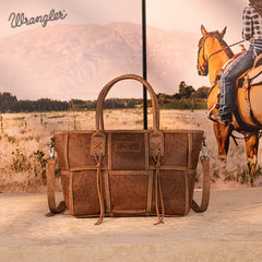 Wrangler Woven Tooled Grid Panel Crossbody Bag