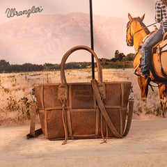 Wrangler Woven Tooled Grid Panel Crossbody Bag