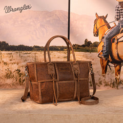 Wrangler Woven Tooled Grid Panel Crossbody Bag