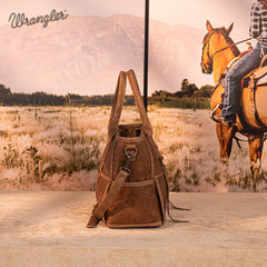 Wrangler Woven Tooled Grid Panel Crossbody Bag
