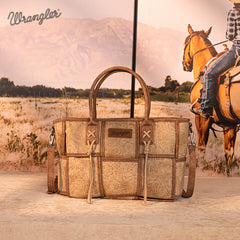 Wrangler Woven Tooled Grid Panel Crossbody Bag