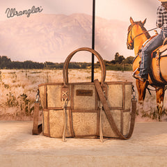 Wrangler Woven Tooled Grid Panel Crossbody Bag