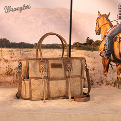 Wrangler Woven Tooled Grid Panel Crossbody Bag