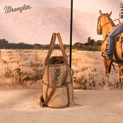 Wrangler Woven Tooled Grid Panel Crossbody Bag