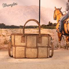 Wrangler Woven Tooled Grid Panel Crossbody Bag