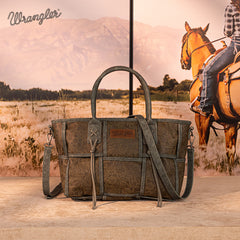 Wrangler Woven Tooled Grid Panel Crossbody Bag