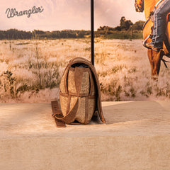 Wrangler Woven Tooled Grid Panel Flap Crossbody Bag