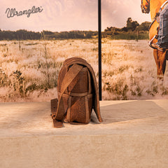 Wrangler Woven Tooled Grid Panel Flap Crossbody Bag