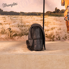 Wrangler Woven Tooled Grid Panel Flap Crossbody Bag