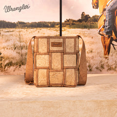 Wrangler Woven Tooled Grid Panel Crossbody Bag