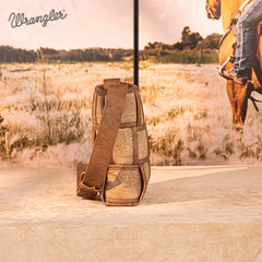Wrangler Woven Tooled Grid Panel Crossbody Bag