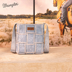 Wrangler Woven Tooled Grid Panel Crossbody Bag