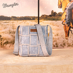 Wrangler Woven Tooled Grid Panel Crossbody Bag