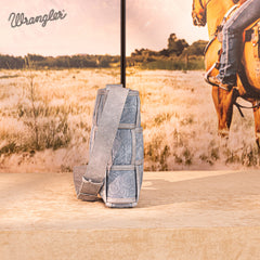 Wrangler Woven Tooled Grid Panel Crossbody Bag