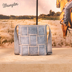 Wrangler Woven Tooled Grid Panel Crossbody Bag