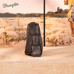 Wrangler Woven Tooled Grid Panel Crossbody Bag