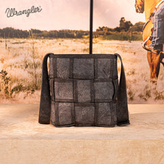 Wrangler Woven Tooled Grid Panel Crossbody Bag