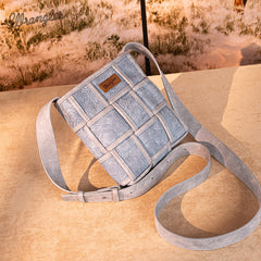 Wrangler Woven Tooled Grid Panel Crossbody Bag