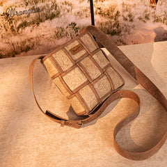 Wrangler Woven Tooled Grid Panel Crossbody Bag