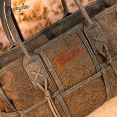 Wrangler Woven Tooled Grid Panel Crossbody Bag