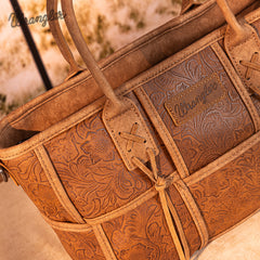 Wrangler Woven Tooled Grid Panel Crossbody Bag