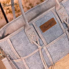 Wrangler Woven Tooled Grid Panel Crossbody Bag