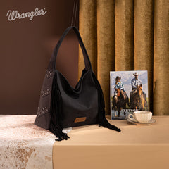 Wrangler Fringe Studded Hobo Bag