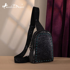Montana West Tooled Concealed Carry Sling Bag