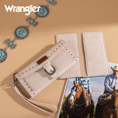 Wrangler Western Tri-fold RFID Wallet/Wristlet With Detachable Credit Card Holder