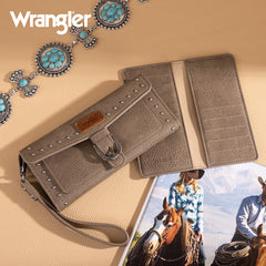 Wrangler Western Tri-fold RFID Wallet/Wristlet With Detachable Credit Card Holder