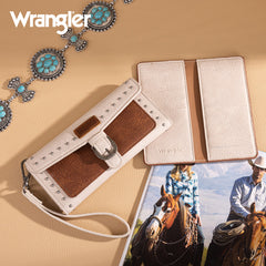 Wrangler Western Tri-fold RFID Wallet/Wristlet With Detachable Credit Card Holder