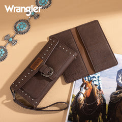 Wrangler Western Tri-fold RFID Wallet/Wristlet With Detachable Credit Card Holder