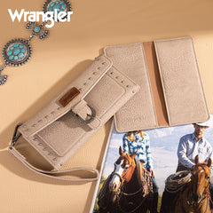 Wrangler Western Tri-fold RFID Wallet/Wristlet With Detachable Credit Card Holder