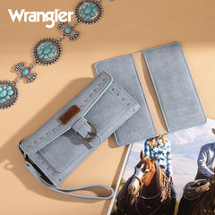 Wrangler Western Tri-fold RFID Wallet/Wristlet With Detachable Credit Card Holder